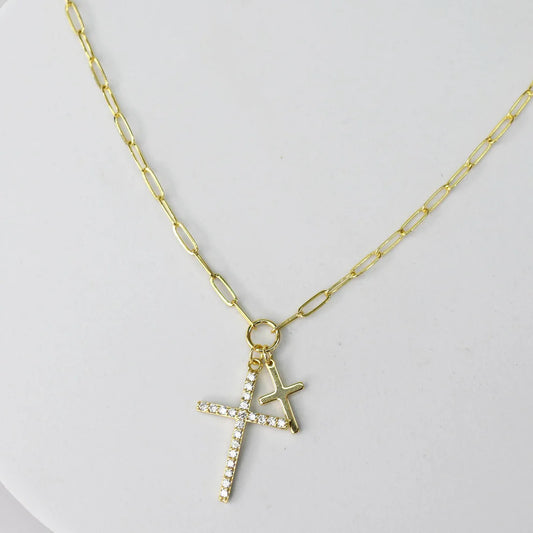 Double Cross Necklace