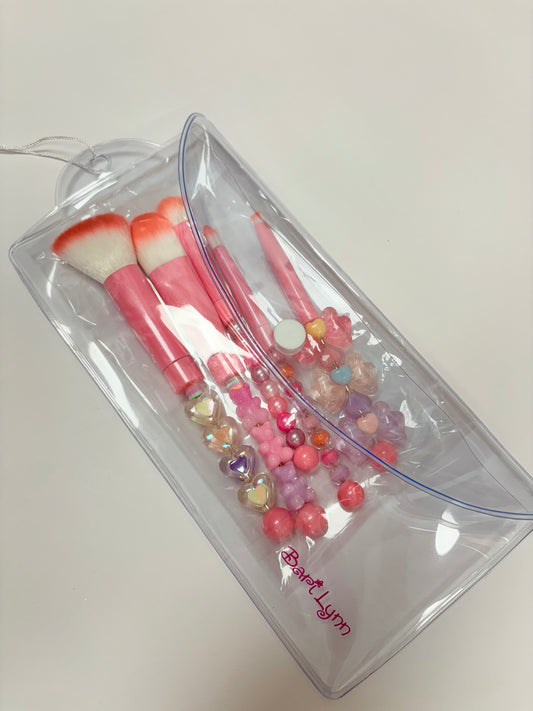 Confetti Hearts Makeup Brush Set with Bag