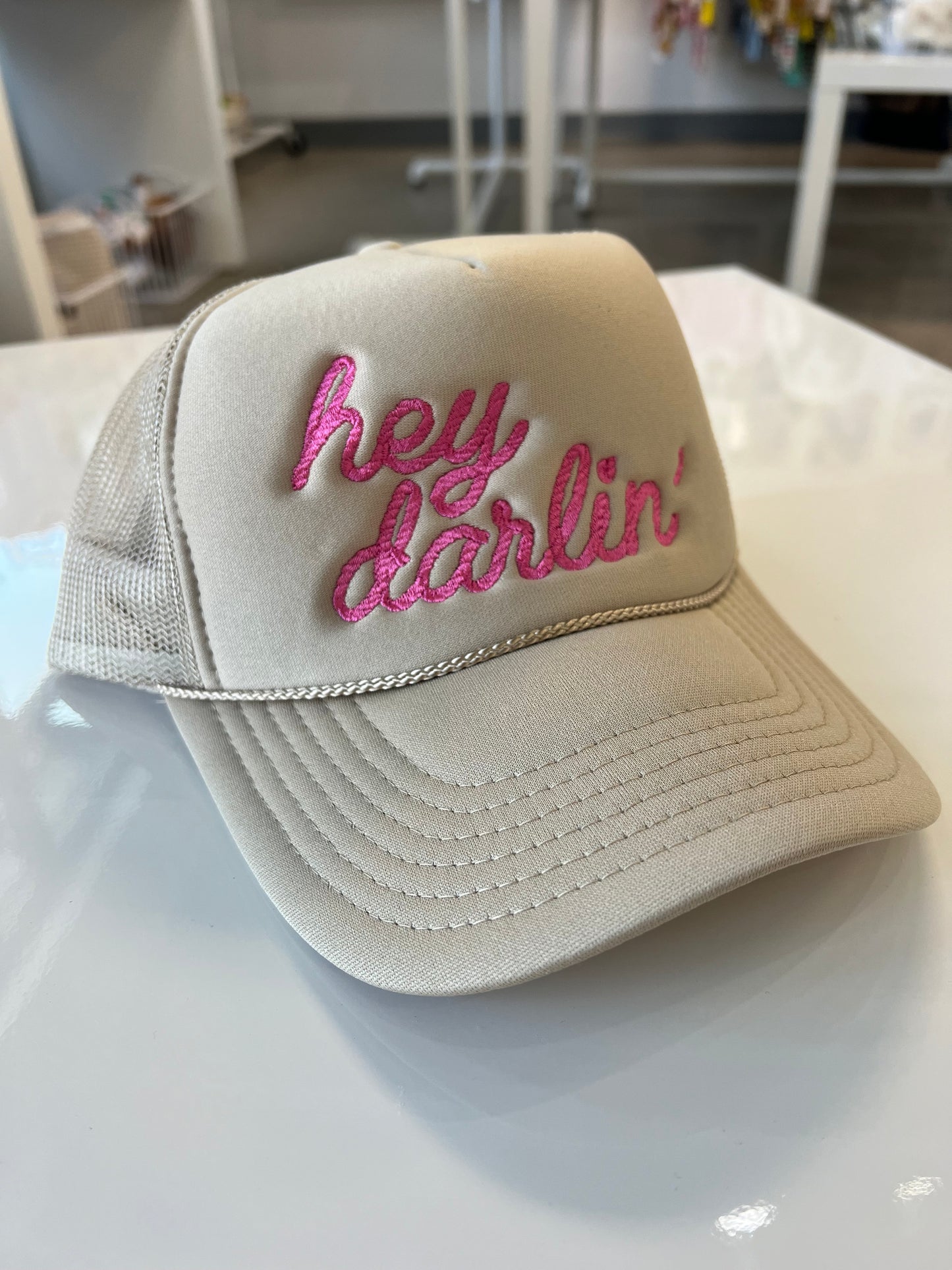 Hey Darlin Hat | Khaki with Pink Thread