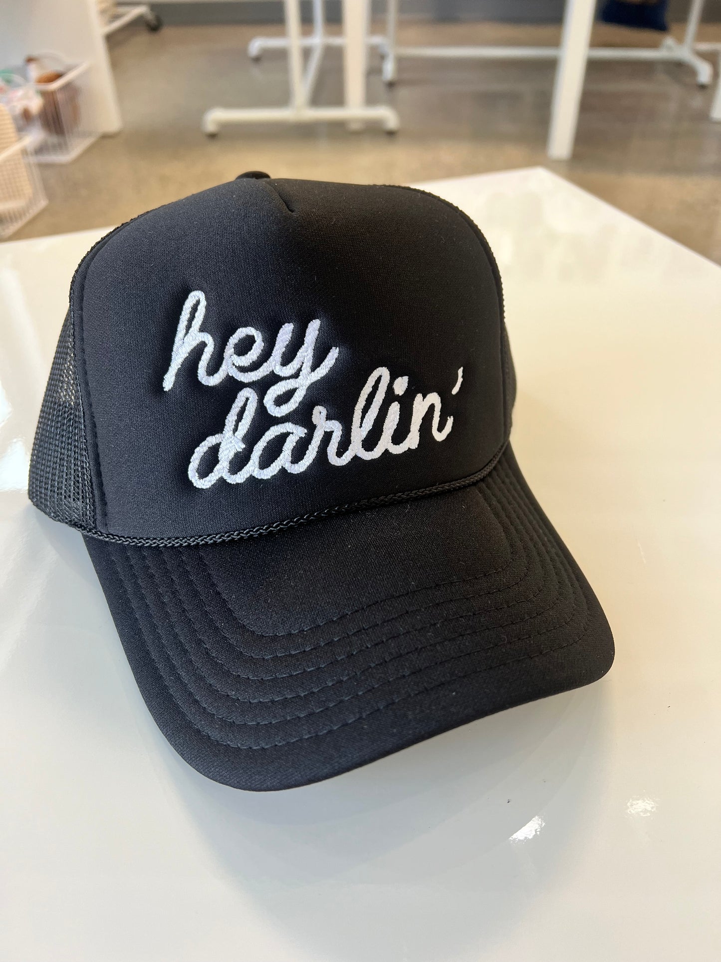 Hey Darlin Hat | Black with White Thread