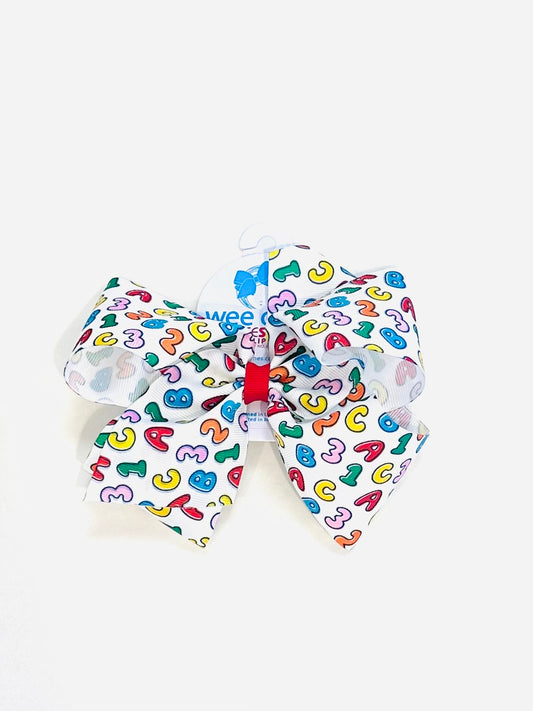 King Back to School Print Grosgrain Bow | ABC's