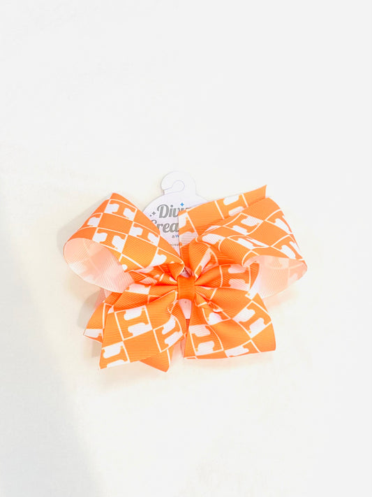 Medium College Checkerboard Print Grosgrain Bow | Tennessee Volunteers