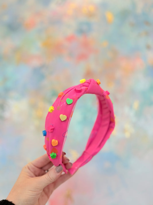 Hearts and Stars Charms Headband | Hot Pink