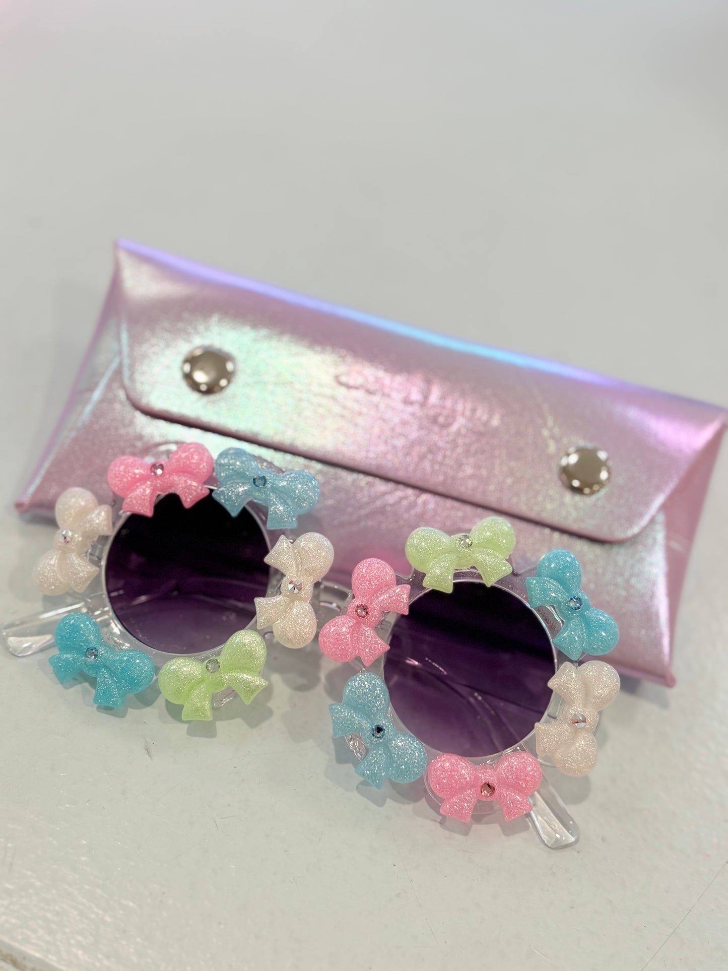 Crystallized Round Flower Bow Sunglasses
