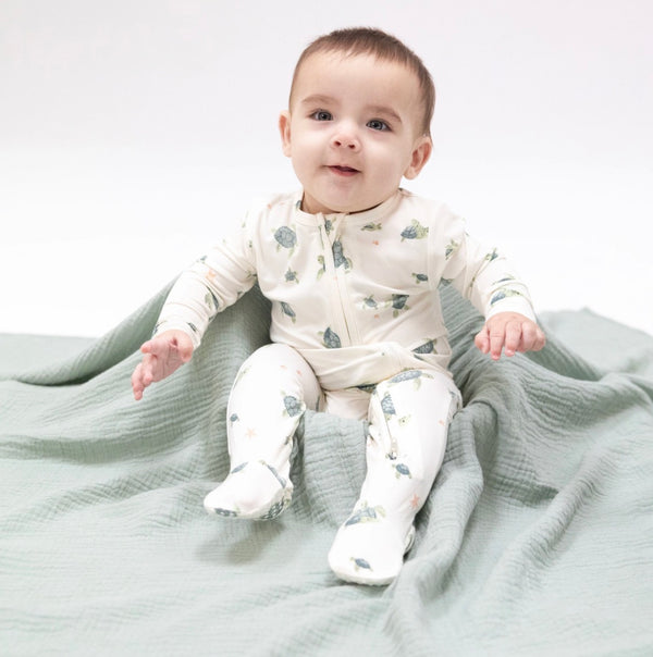 2 Way Zipper Footie | Sea Turtles