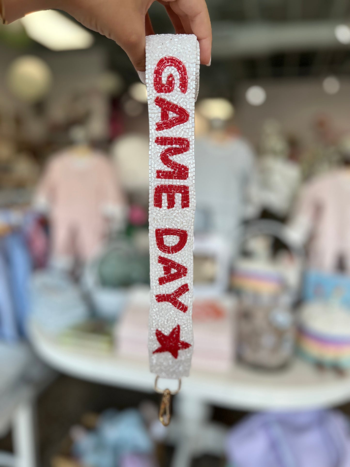 Game Day Red/White Purse Strap