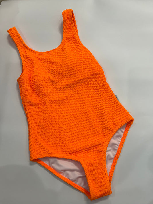 Square Neck Crinkle One-Piece Swimsuit | Orange