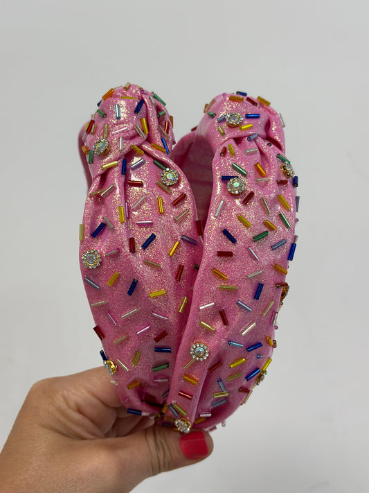 Shimmer Confetti Knot Headband | Hot Pink