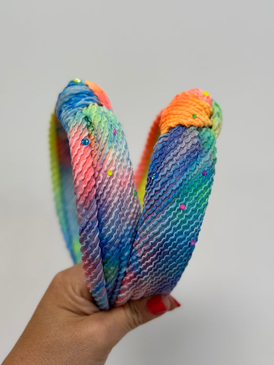 Crinkle Tie Dye Headband | Neon