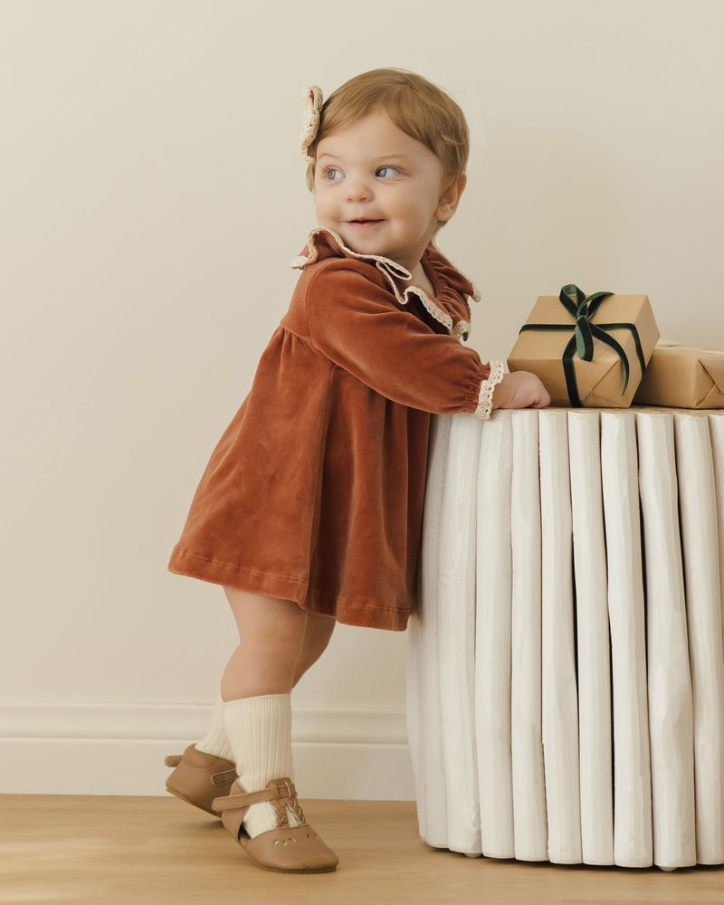 VELOUR BABY DRESS || CRANBERRY