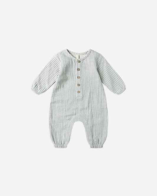 WOVEN JUMPSUIT || BLUE GINGHAM