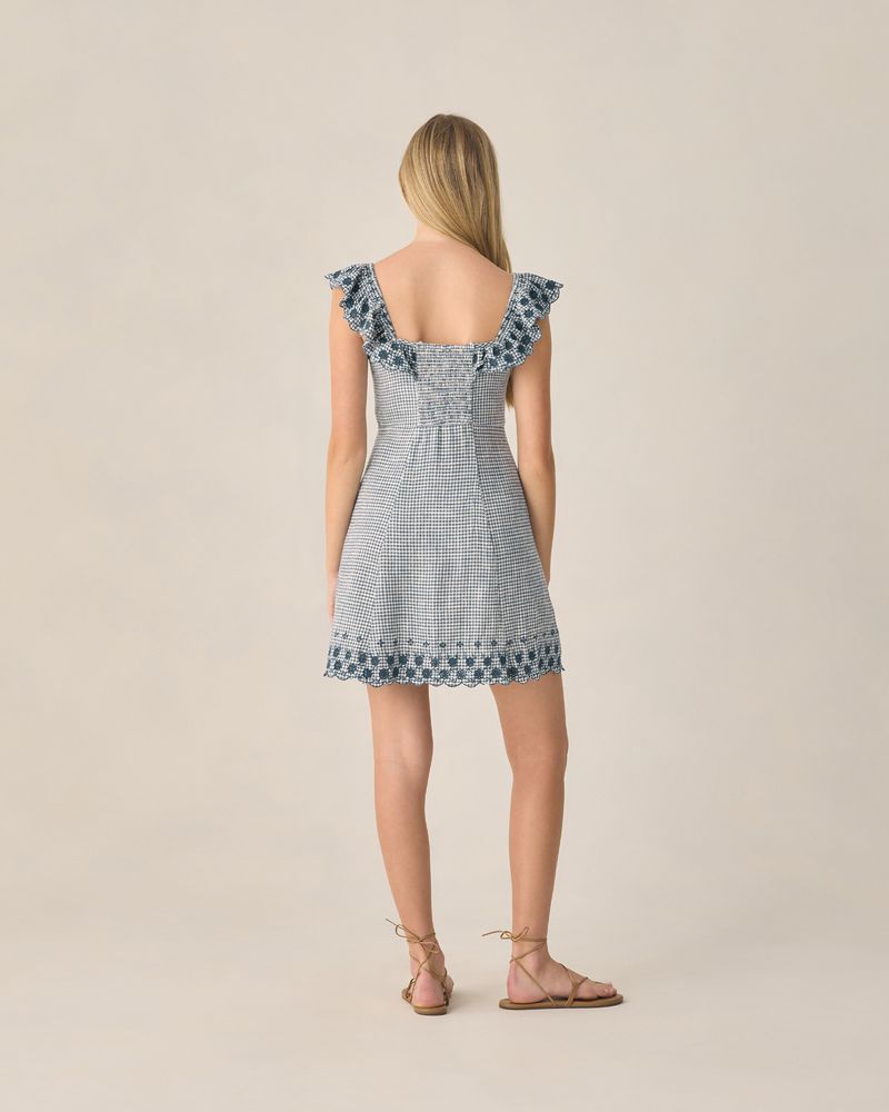 TEEN BIANCA MINI DRESS | MARINE GINGHAM