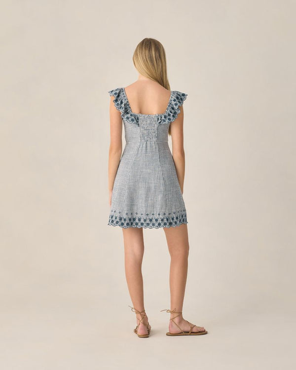 TEEN BIANCA MINI DRESS | MARINE GINGHAM
