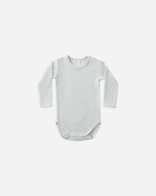 WAFFLE LONG SLEEVE BODYSUIT || ICE BLUE