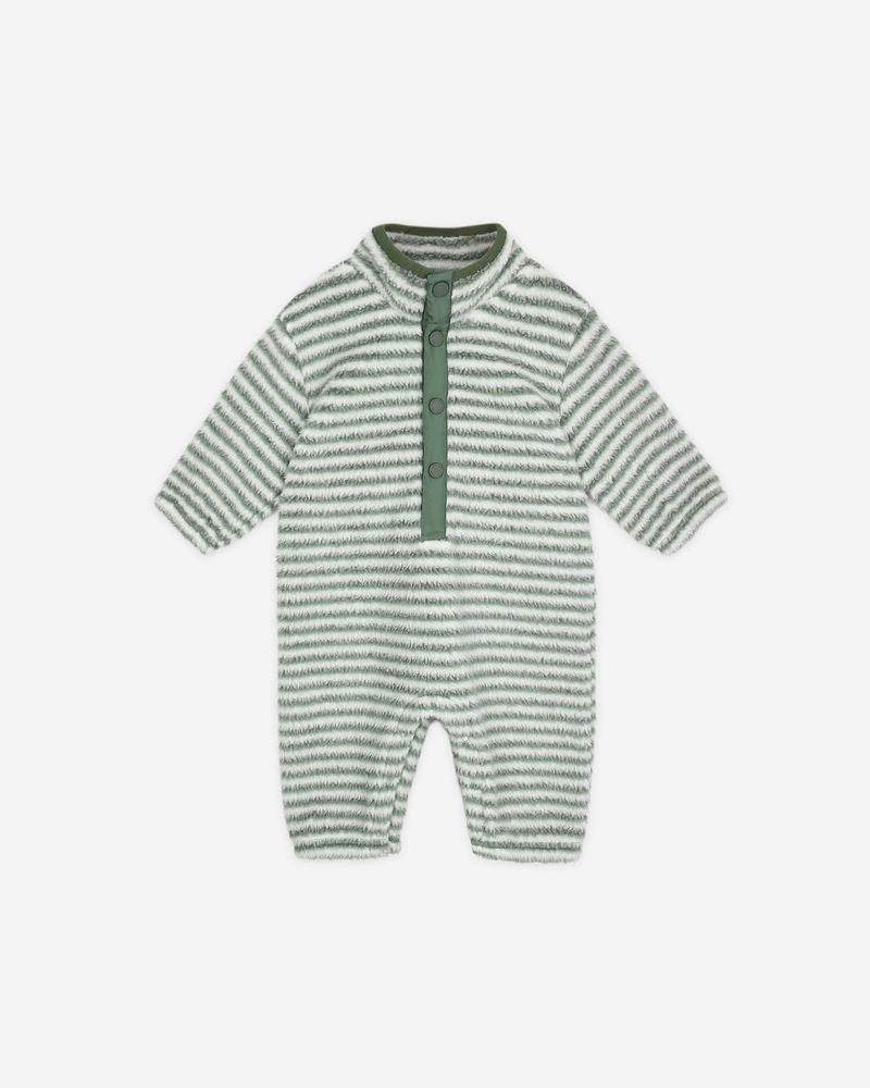 FUZZY WINTER JUMPSUIT || EVERGREEN STRIPE
