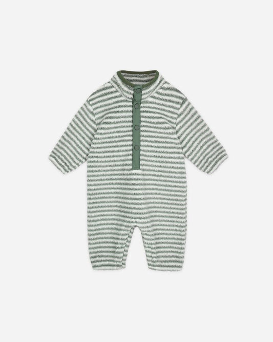 FUZZY WINTER JUMPSUIT || EVERGREEN STRIPE