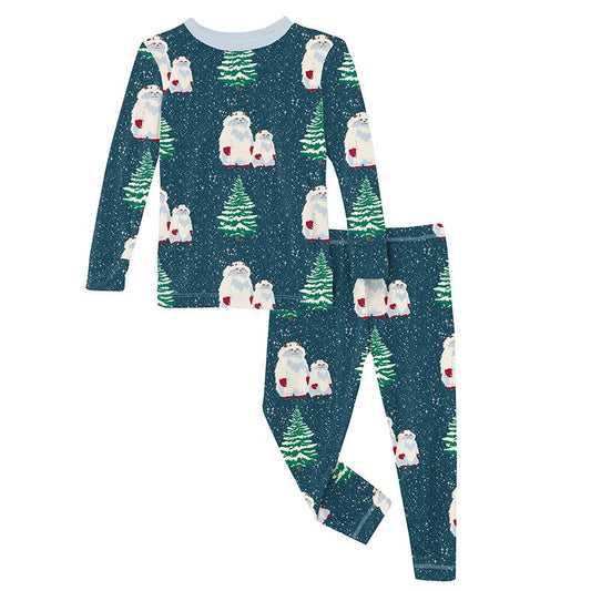 Print Long Sleeve Pajama Set | Peacock Yeti