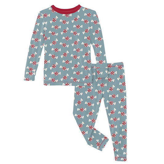 Print Long Sleeve Pajama Set | Stormy Sea Peppermints