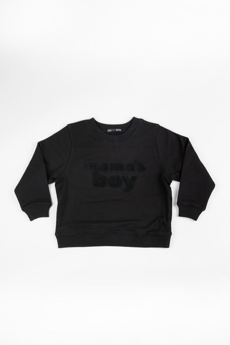 Mama's Boy Chenille Sweatshirt | Black