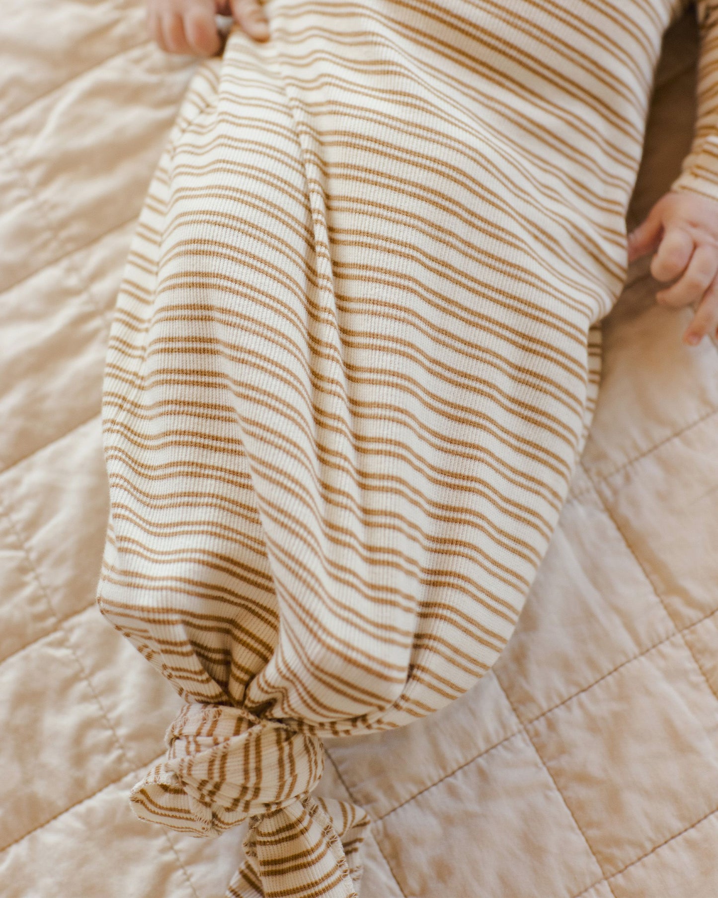 Knotted Baby Gown + Hat Set | Golden Stripe