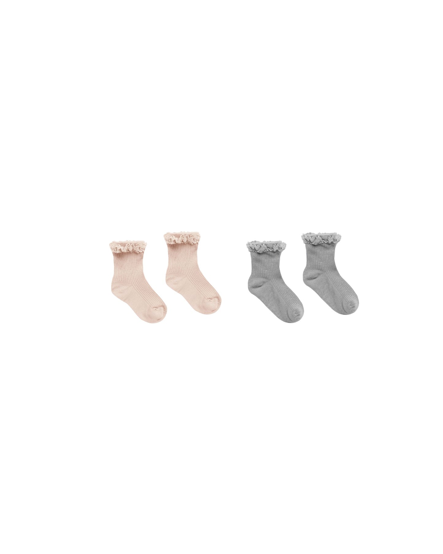 LACE TRIM SOCK SETS | SHELL + DUSTY BLUE