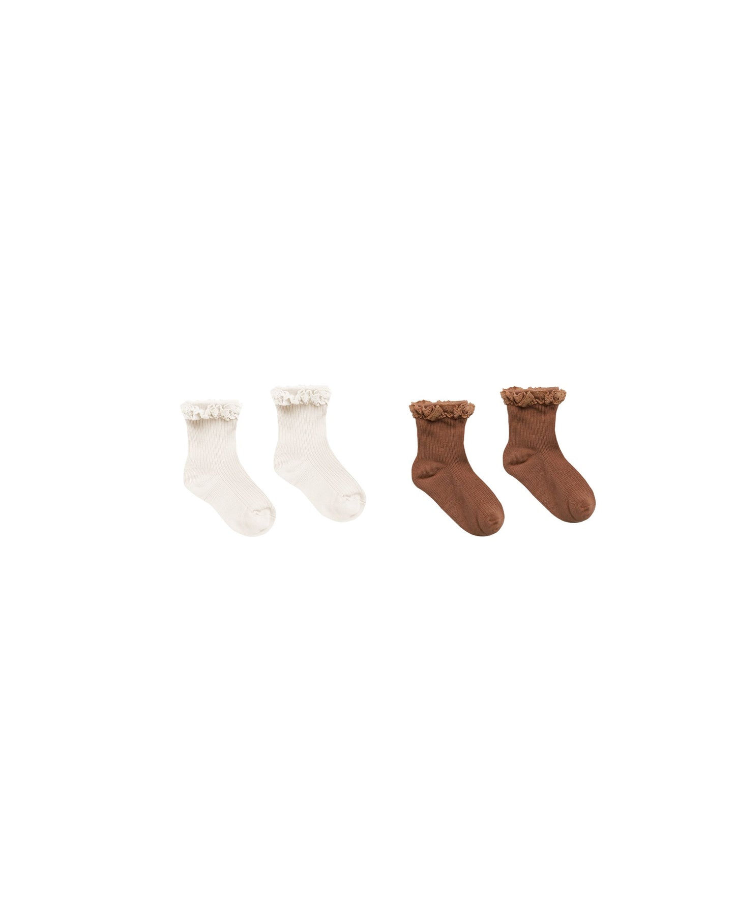 LACE TRIM SOCK SETS | SADDLE + IVORY