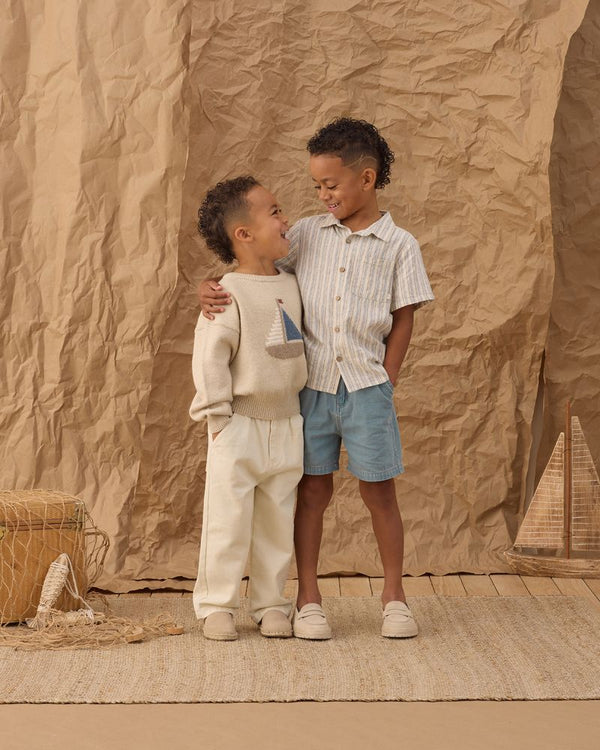 LAPEL COLLAR SHIRT | WAVE STRIPE