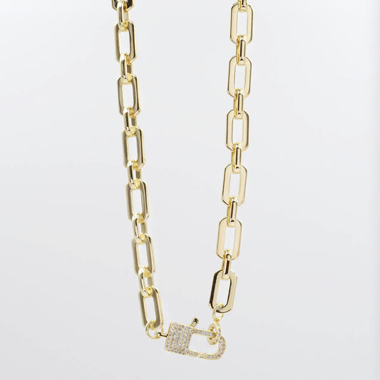 Lock Crystal Gold Necklace