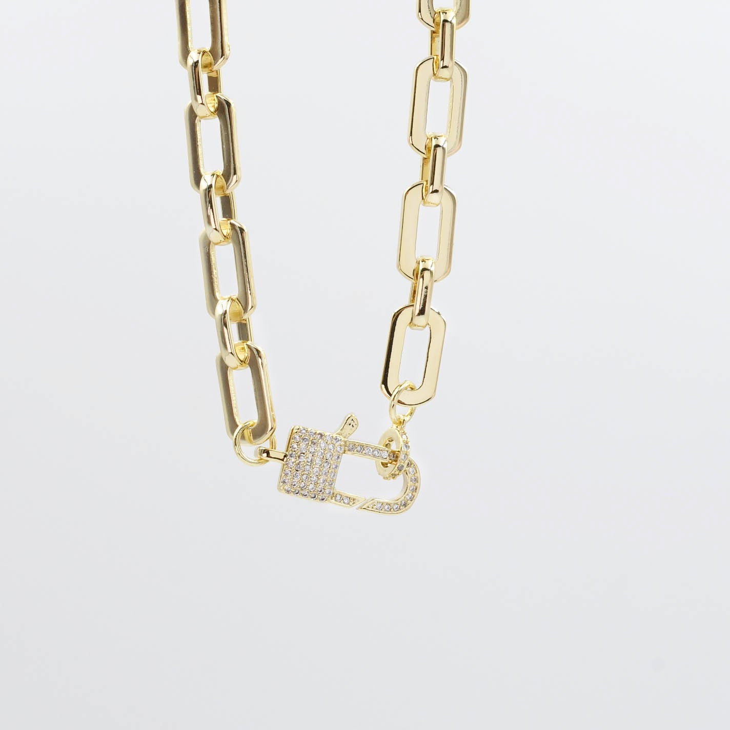 Lock Crystal Gold Necklace