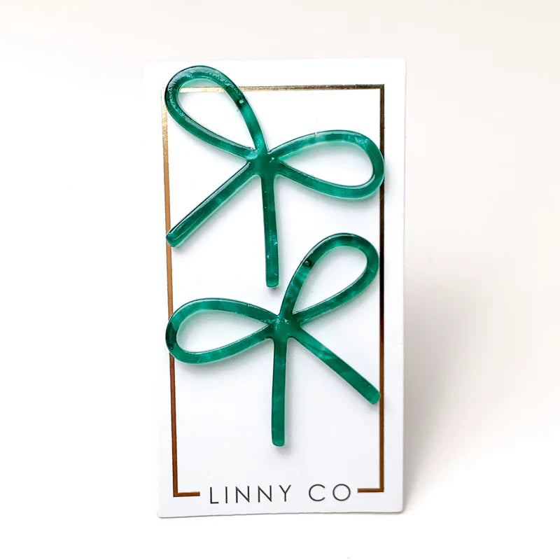 Lola Bow Earrings | Forest Green