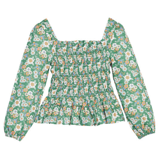 Long Sleeve India Top | Greenwich Garden Green
