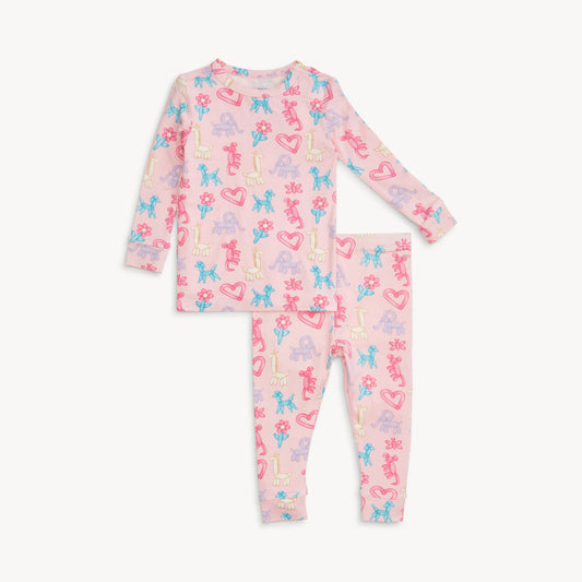 Long Sleeve PJ | Pink Party Animals | Glow in the Dark
