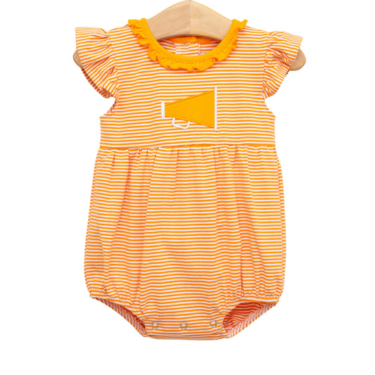Microstripe Ruffle Bubble | Orange Megaphone