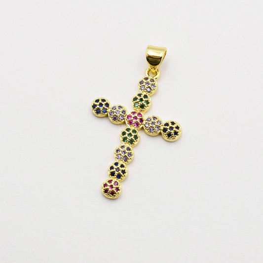 Pave Crystal Cross Charm | Multi Color