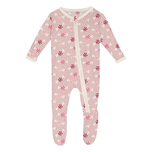 Print Footie with 2 Way Zipper | Baby Rose Peppermints