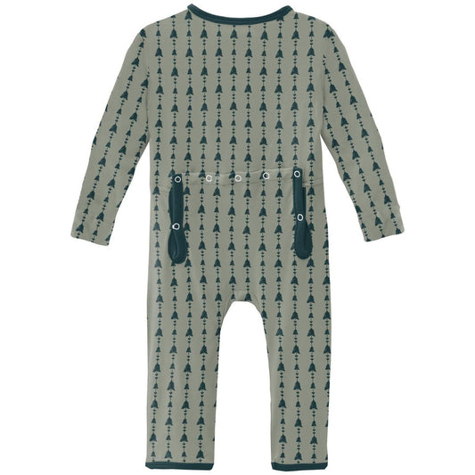 Print Coverall with 2 Way Zipper | Silver Sage Trees & Hearts