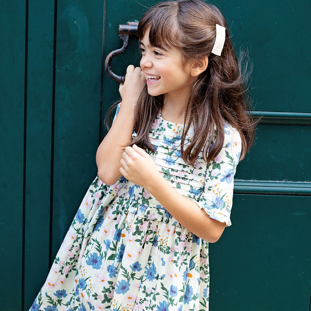 Girls Raquel Dress | Melon Daisy Floral