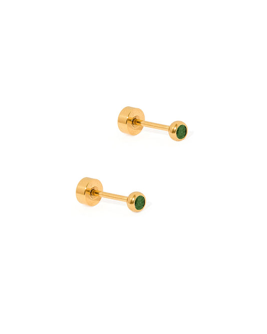 Screwback Stud Earrings | Cooper Emerald