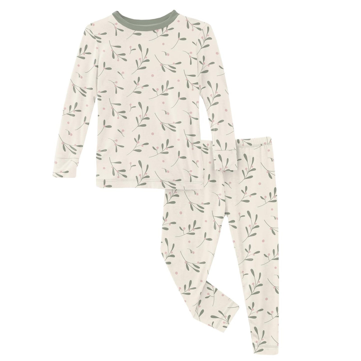 Print Long Sleeve Pajama Set | Natural Mistletoe