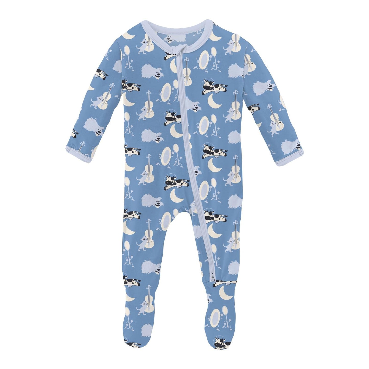 Print Footie with 2 Way Zipper | Dream Blue Hey Diddle Diddle