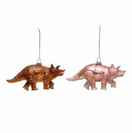 Triceratops Glass Ornament | Pink or Gold