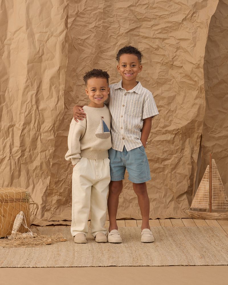 LAPEL COLLAR SHIRT | WAVE STRIPE