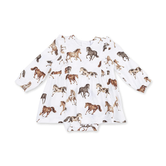 Wild Horses | Long Sleeve Ruffle Bodysuit Dress