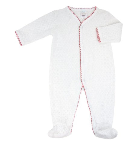 KNIT FOOTIE | RED TRIM