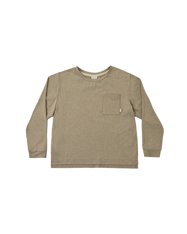 LONG SLEEVE POCKET TEE || HEATHERED OLIVE