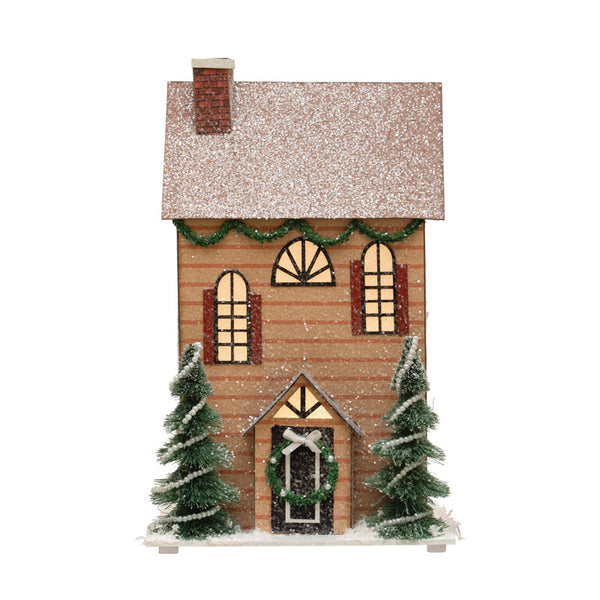 Paper House With Trees, Glitter And LED Light