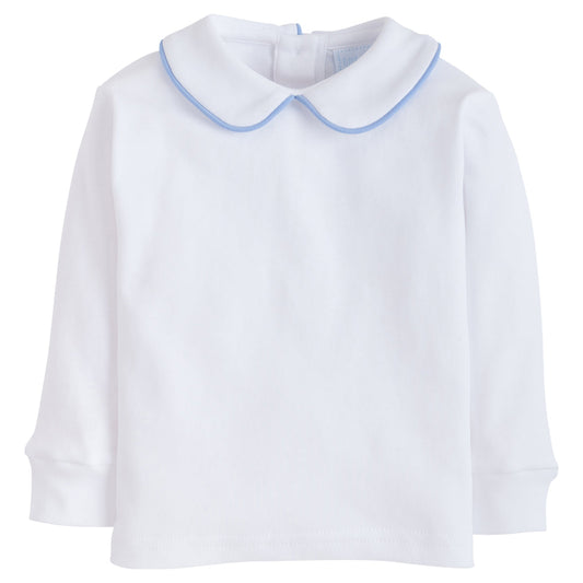 Piped Peter Pan Shirt- Light Blue