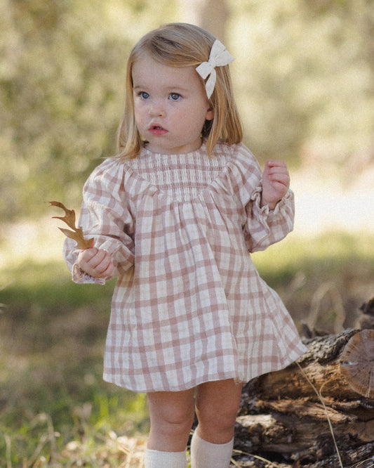 V SMOCKED DRESS || RUSTIC PLAID