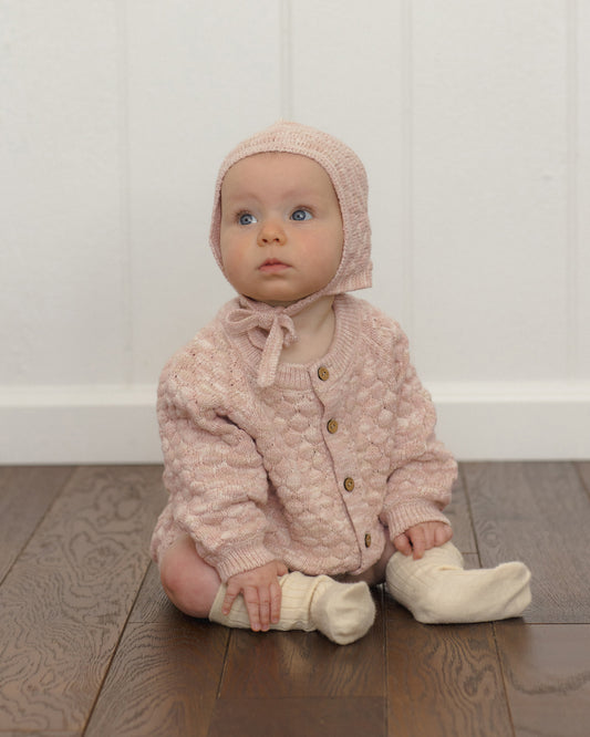 BUBBLE KNIT CARDIGAN || DUSTY ROSE SPECKLE