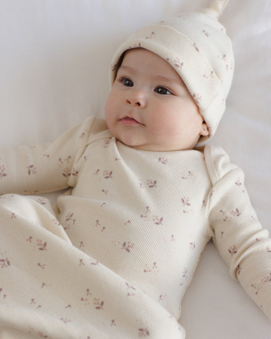 KNOTTED BABY GOWN + HAT SET || FALL DITSY